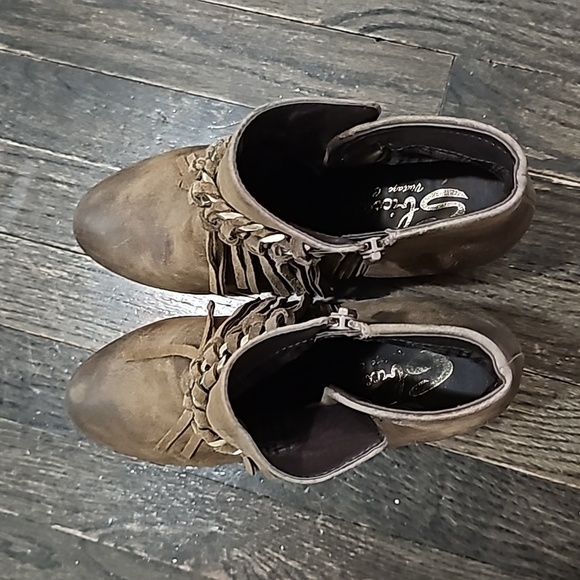 SBICCA fringe wedge bootie brown leather sz 9 - Picture 2 of 6